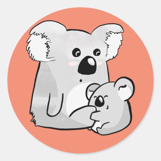 Koala und Baby Runder Aufkleber (Vorderseite)