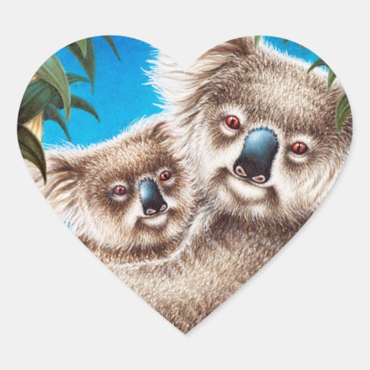 Koala und Babyaufkleber Herz-Aufkleber (Vorderseite)