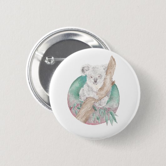 Koala und Eukalyptus Button (Vorne & Hinten)