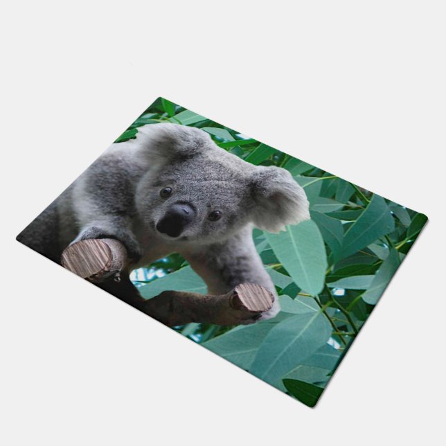 Koala und Eukalyptus Fußmatte (Schrägansicht)