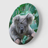 Koala und Eukalyptus Große Wanduhr (Winkel)