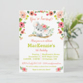 Koala und Floral Geburtstagsparty Einladung (Stehend Vorderseite)