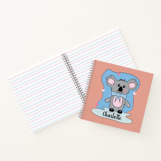 Koala und Hearts Kid Handwriting Notebook Notizblock (Innenseite)