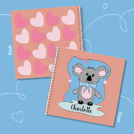 Koala und Hearts Kid Handwriting Notebook Notizblock