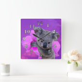 Koala und Orchidee Quadratische Wanduhr (Zuhause)
