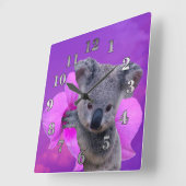 Koala und Orchidee Quadratische Wanduhr (Winkel)