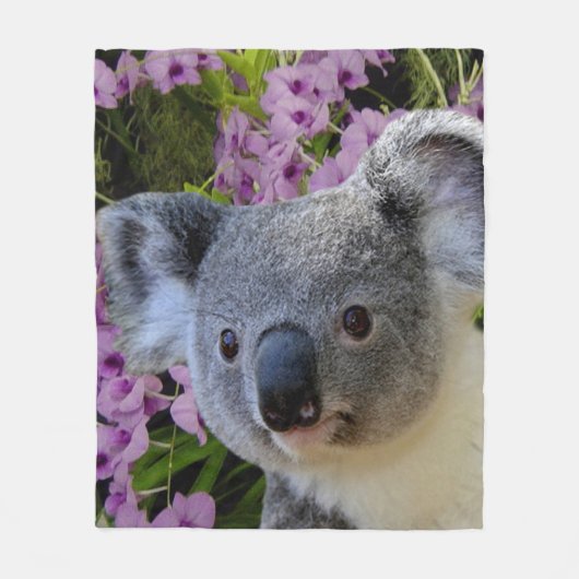 Koala und Orchideen Fleecedecke (Vorderseite)