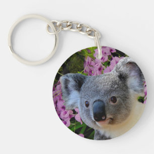 Koala und Orchideen Schlüsselanhänger