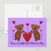 Koala Valentine Hearts Postkarten (Vorne/Hinten)