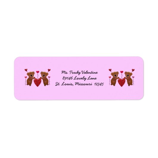 Koala Valentine Hearts Rücksendeadressen-Aufkleber (Vorne)
