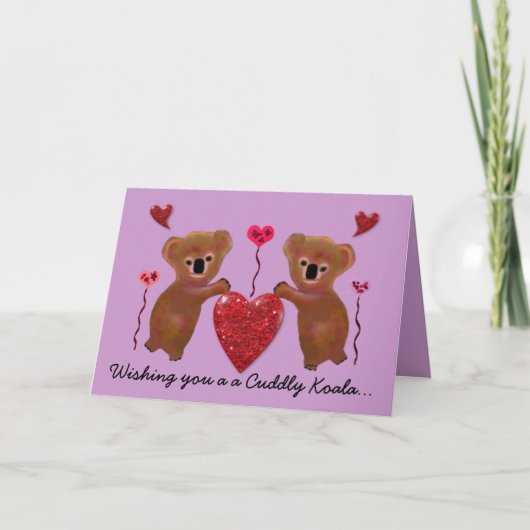 Koala Valentine Herzkarten Feiertagskarte (Vorderseite)