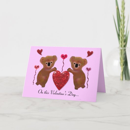 Koala Valentine Herzkarten Feiertagskarte (Vorderseite)