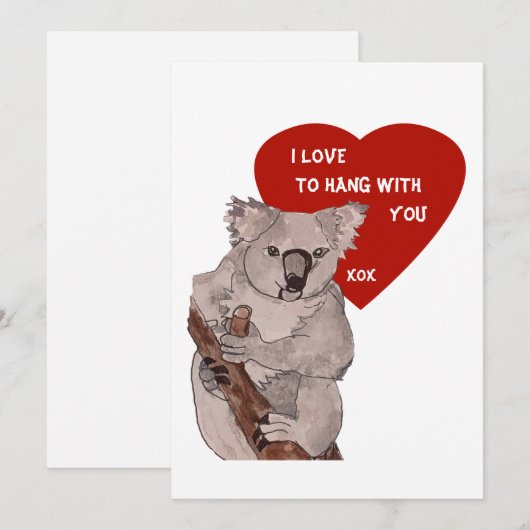 Koala Valentines Feiertagskarte (Vorne/Hinten)