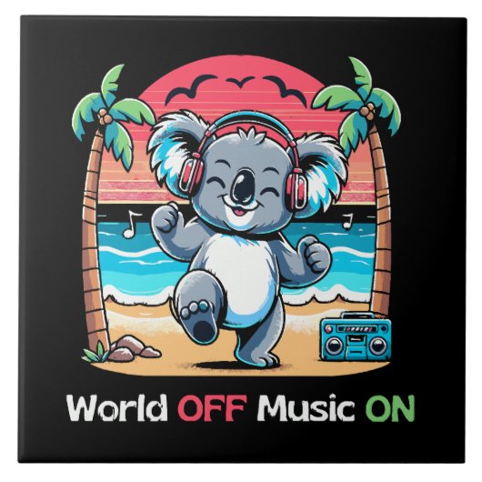 Koala vibbt am Strand Fliese (Vorderseite)