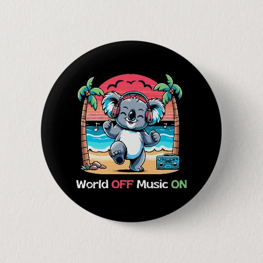 Koala Vibing am Strand Button (Vorderseite)