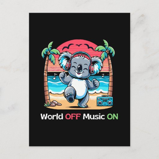 Koala Vibing am Strand Postkarte (Vorderseite)