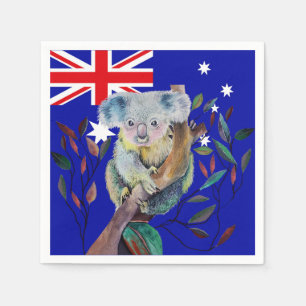 Koala-Wasserfarbe Gummibaum australische Flagge Serviette