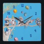Koala Watercolor Art Blue Childs Nursery Clock Quadratische Wanduhr<br><div class="desc">Koala Watercolor Art Blue Childs Nursery Clock. Designed from my original watercolour art.</div>