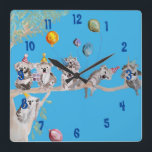 Koala Watercolor Art Blue Childs Nursery Clock Quadratische Wanduhr<br><div class="desc">Koala Watercolor Art Blue Childs Nursery Clock. Designed from my original watercolour art.</div>