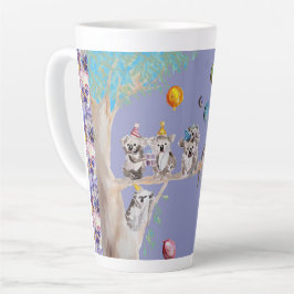 Koala Watercolor Lila Geburtstagsparty Latte Tasse