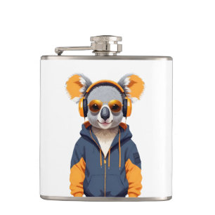Koala Wearing Hoodie Funny Cooles Tierzeichen Flachmann