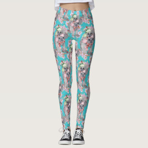 Koala Weihnachten Botanical Vintage Blau Leggings
