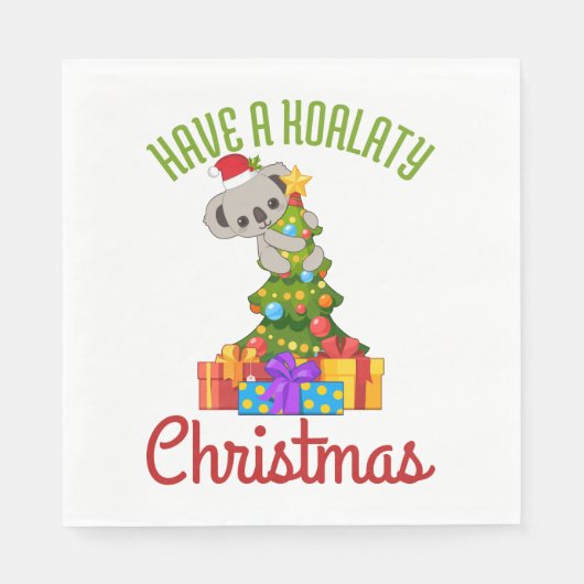Koala-Weihnachtsbaum Süßer Weihnachtswitz Serviette (Vorderseite)