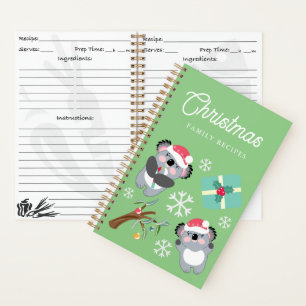 Koala Weihnachtsfamilien Rezepte Notizblock