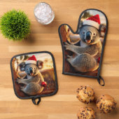 Koala-Weihnachtsmannmütze in Gumtree Ofenhandschuh & Topflappen-Set (Oben Unten)
