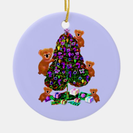 Koala-Weihnachtsmorgen-Verzierungen Keramik Ornament (Vorne)