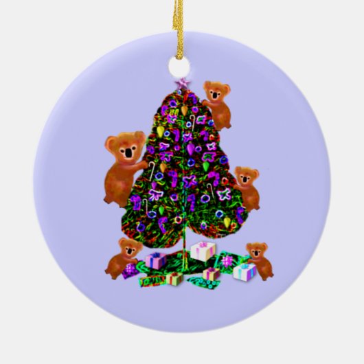 Koala-Weihnachtsmorgen-Verzierungen Keramik Ornament (Hinten)