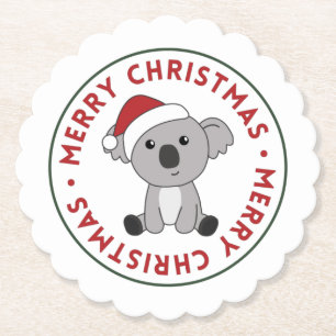 Koala Weihnachtsschnee Wintertiere Koalas Papier C Untersetzer
