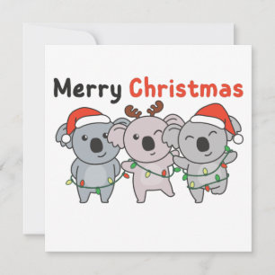 Koala Weihnachtstiere Koalas Frohe Weihnachtsinv Einladung