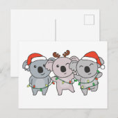 Koala Weihnachtstiere Niedlich Koalas Feiertagspostkarte (Vorne/Hinten)