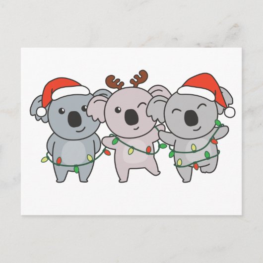 Koala Weihnachtstiere Niedlich Koalas Feiertagspostkarte (Vorderseite)