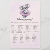 Koala Who is My Mommy Baby Shower Game Card Briefpapier (Vorderseite)