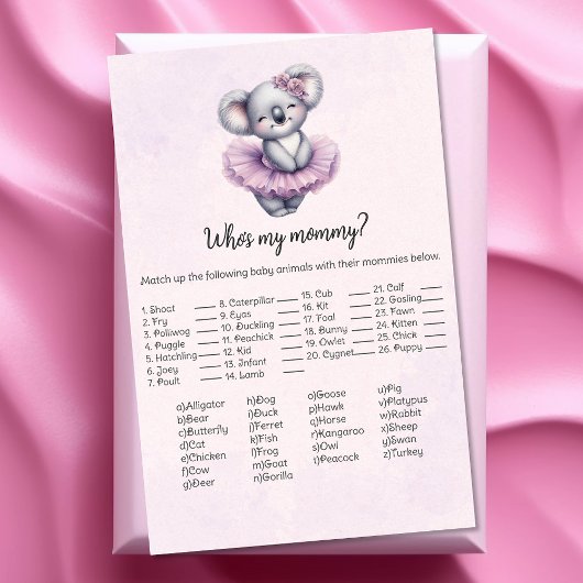 Koala Who is My Mommy Baby Shower Game Card Briefpapier