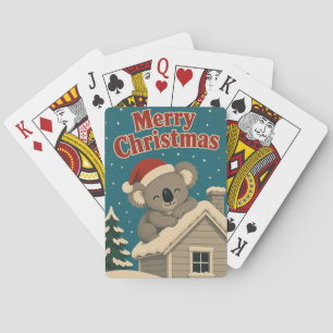 Koala Winter Dach Tier Weihnachten Spielkarten