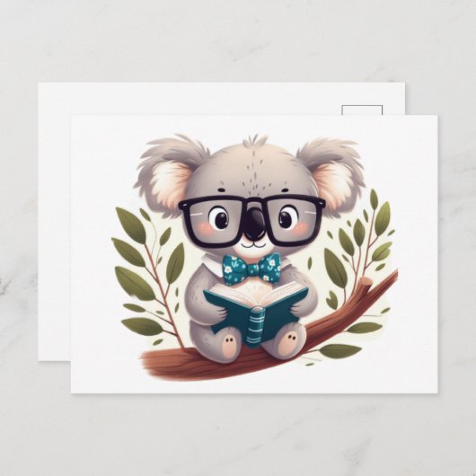 Koala with glasses postkarte (Vorne/Hinten)