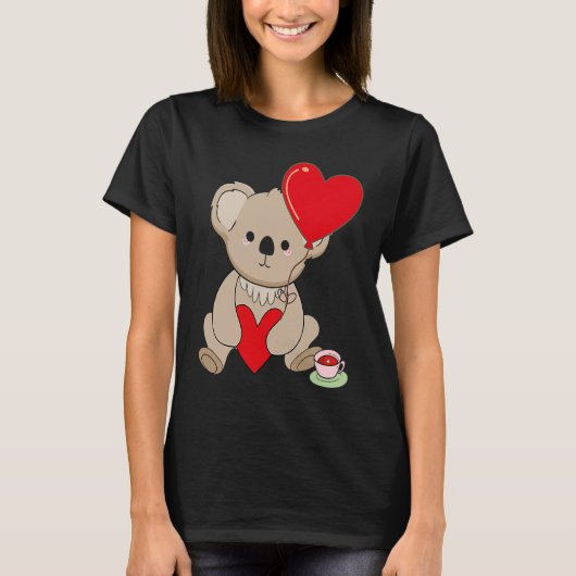 Koala With Heart Balloon Valentines Day Love Boys T-Shirt (Vorderseite)