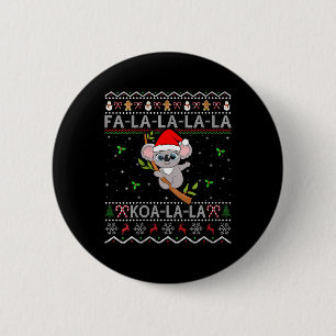 Koala Xmas Holiday Weihnachtsmannmütze Koala Ugly Button