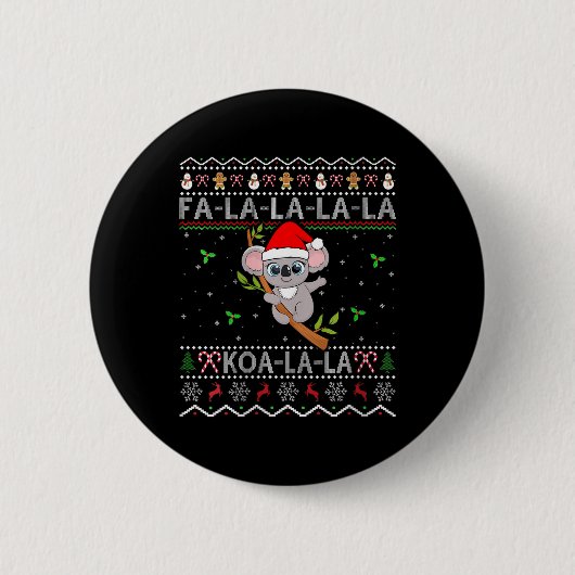 Koala Xmas Holiday Weihnachtsmannmütze Koala Ugly Button (Vorderseite)
