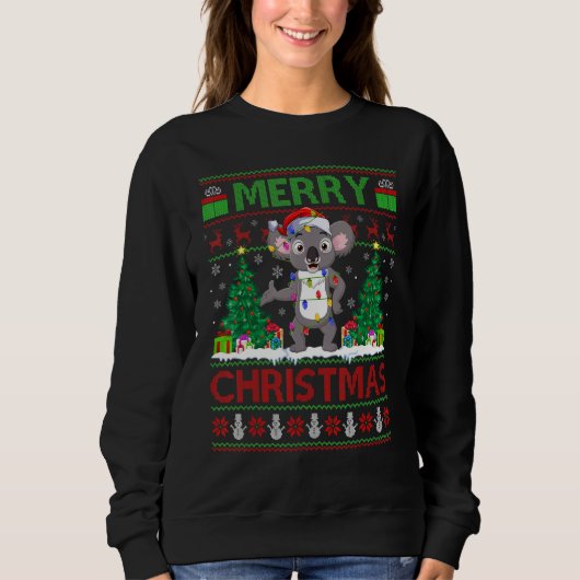 Koala Xmas Tree Lights Ugly Santa Koala Christma Sweatshirt (Vorderseite)