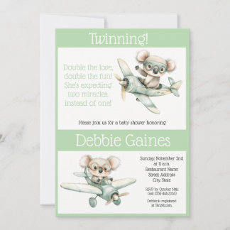 Koala-Zwillinge-Baby-Shower-Einladung | Geschlecht Einladung