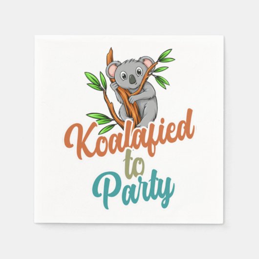 Koalafied to Party Qualifizierter Pun Niedlich und Serviette (Vorderseite)