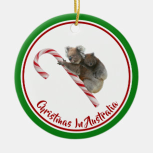 Koalas auf Zuckerstange Down Under Keramik Ornament
