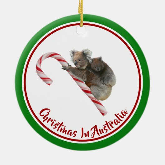 Koalas Candy Cane Down Under Keramik Ornament (Hinten)