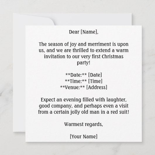 Koalas erste Weihnachtskugel, Brauch Einladung (Rückseite)