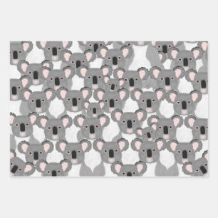 Koalas Geschenkpapier Flachblatt-Set aus 3 Set