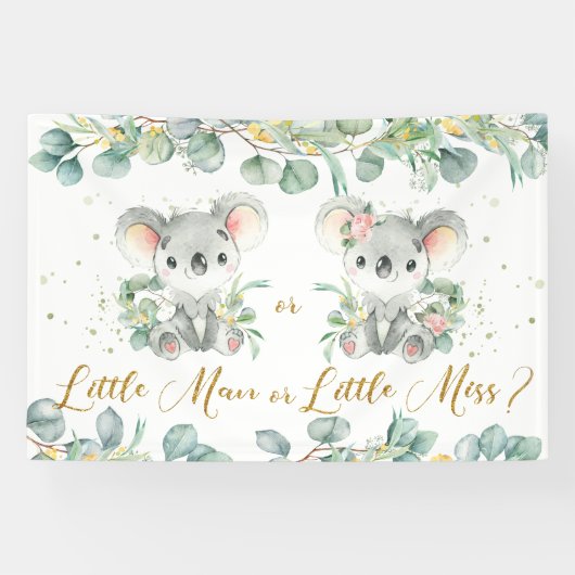 Koalas Greenery Gender Reveal Hintergrund Mann ode Banner (Horizontal)